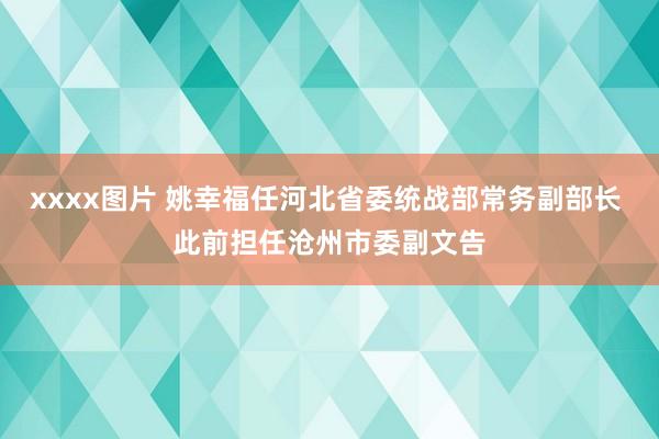 xxxx图片 姚幸福任河北省委统战部常务副部长 此前担任沧州市委副文告