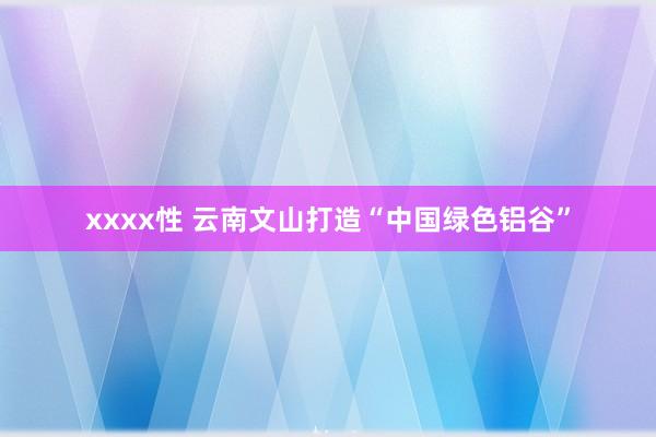 xxxx性 云南文山打造“中国绿色铝谷”