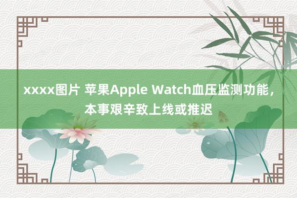 xxxx图片 苹果Apple Watch血压监测功能，本事艰辛致上线或推迟