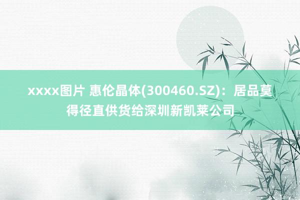 xxxx图片 惠伦晶体(300460.SZ)：居品莫得径直供货给深圳新凯莱公司