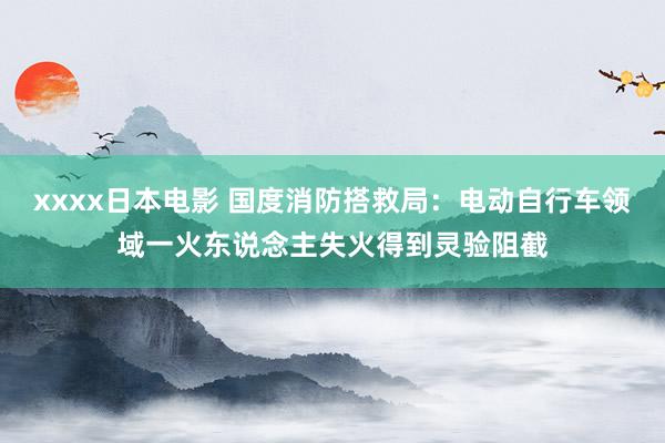 xxxx日本电影 国度消防搭救局：电动自行车领域一火东说念主失火得到灵验阻截