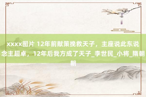 xxxx图片 12年前献策挽救天子，主座说此东说念主超卓，12年后我方成了天子_李世民_小将_隋朝
