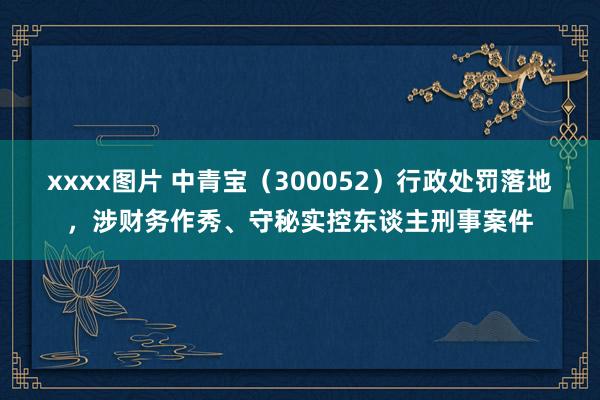 xxxx图片 中青宝（300052）行政处罚落地，涉财务作秀、守秘实控东谈主刑事案件
