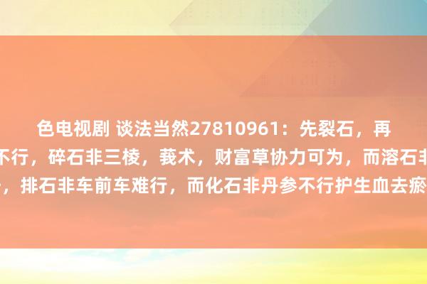 色电视剧 谈法当然27810961：先裂石，再磨石去其棱角，非鸡内金不行，碎石非三棱，莪术，财富草协力可为，而溶石非海金沙难任，排石非车前车难行，而化石非丹参不行护生血去瘀，而保胃气，和中州，山药不行缺也...