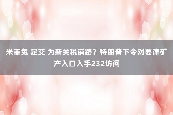 米菲兔 足交 为新关税铺路？特朗普下令对要津矿产入口入手232访问